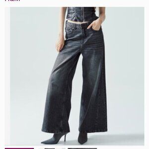 H&M Dark Gray wide leg high waist palazzo style jeans - Sz 2